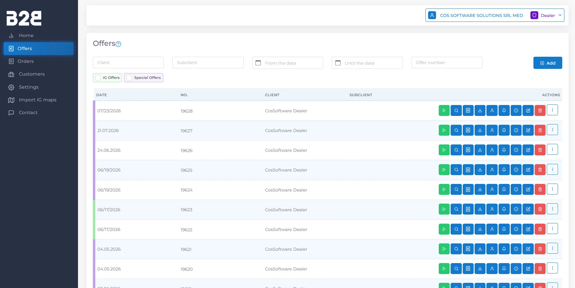 Quotation pipeline shared across internal users and dealers