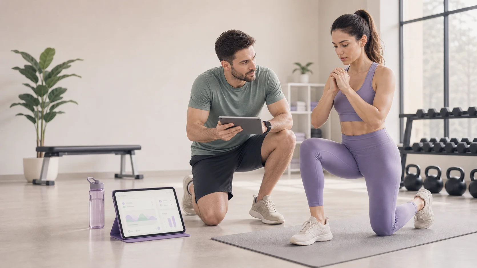Personal Fit — personal trainer using a coaching app with a client