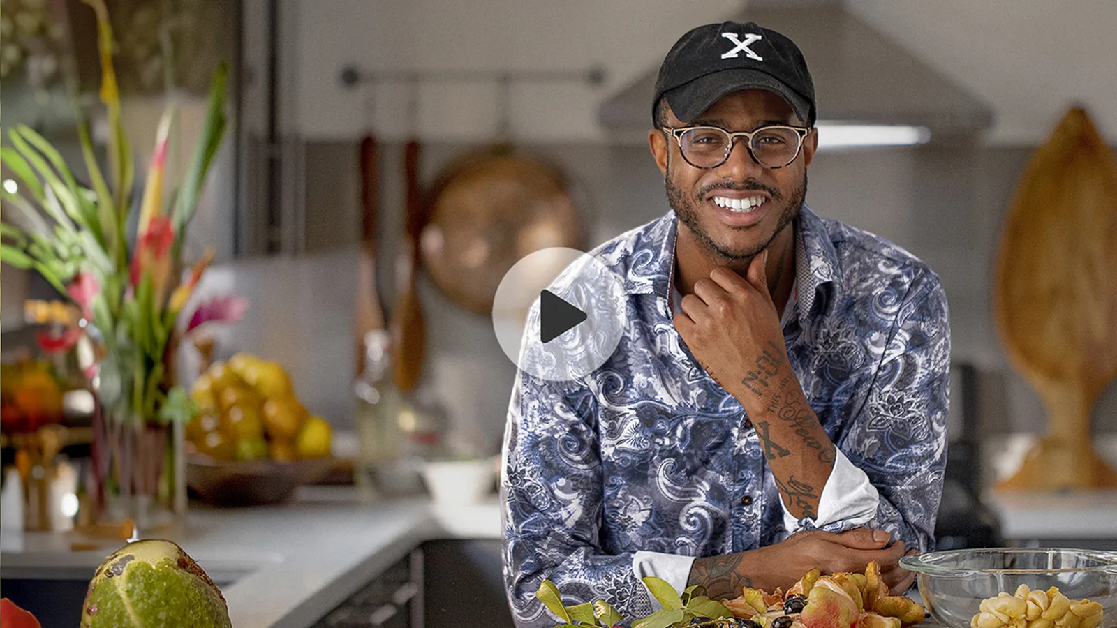 Kwame Onwuachi teaching a cooking class on YesChef